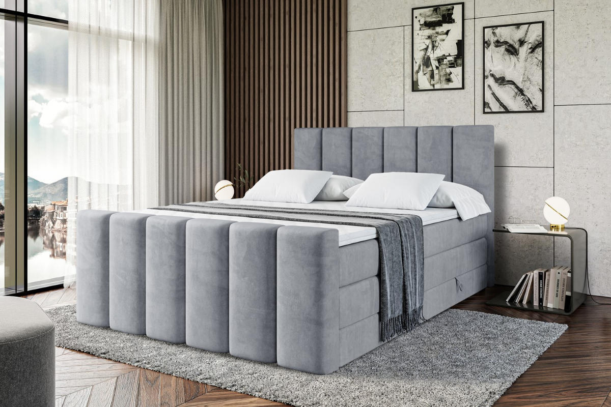 BOXSPRINGBETT BOXI1-Z KING - 180x200 - H3/H4 - Grau - Grau, Holzwerkstoff (180/200cm) - ALTDECOR