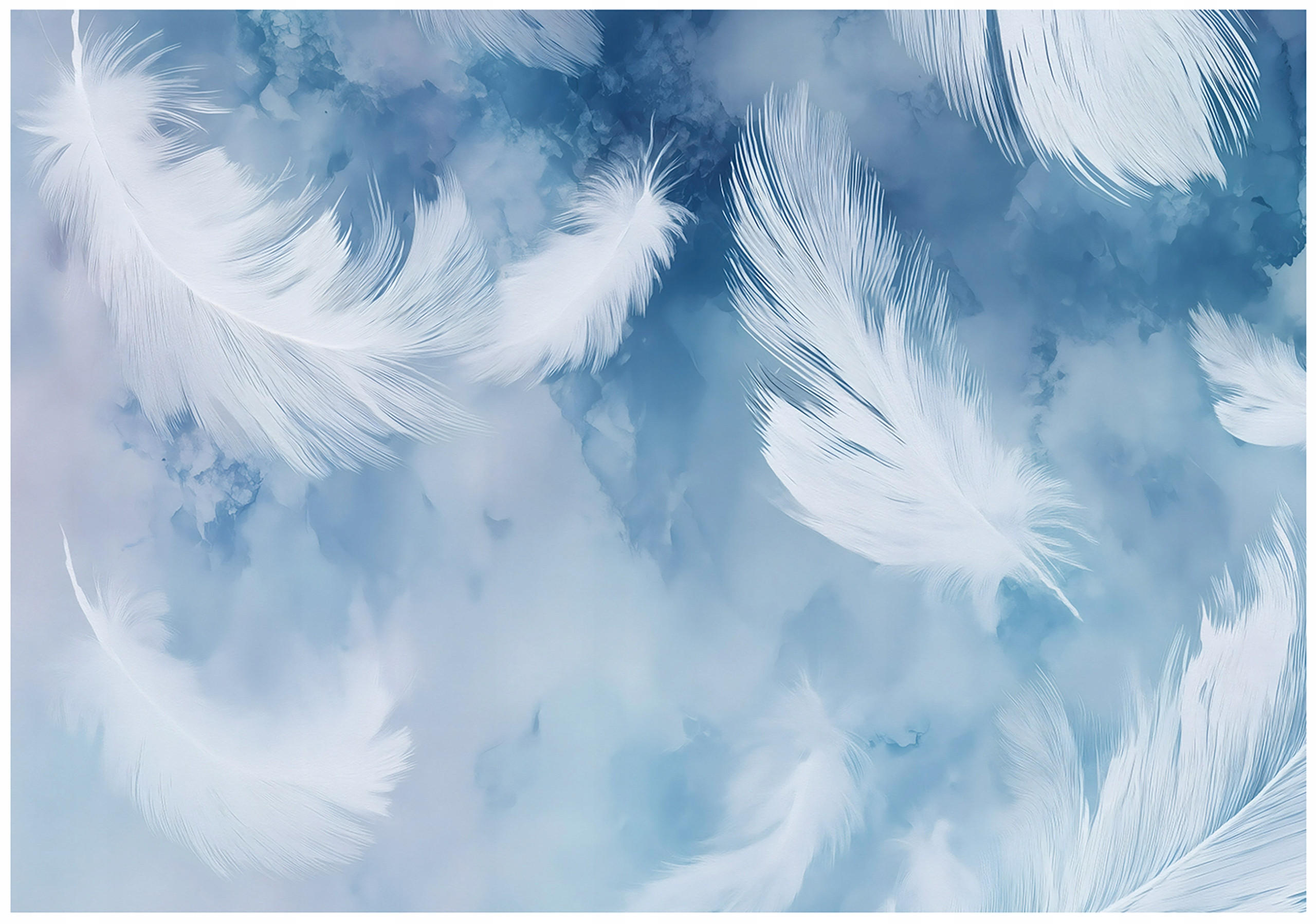 FOTOTAPETE Federn Abstrakt Blau 250x175 cm - Multicolor, Papier (250/175cm) - Wallarena