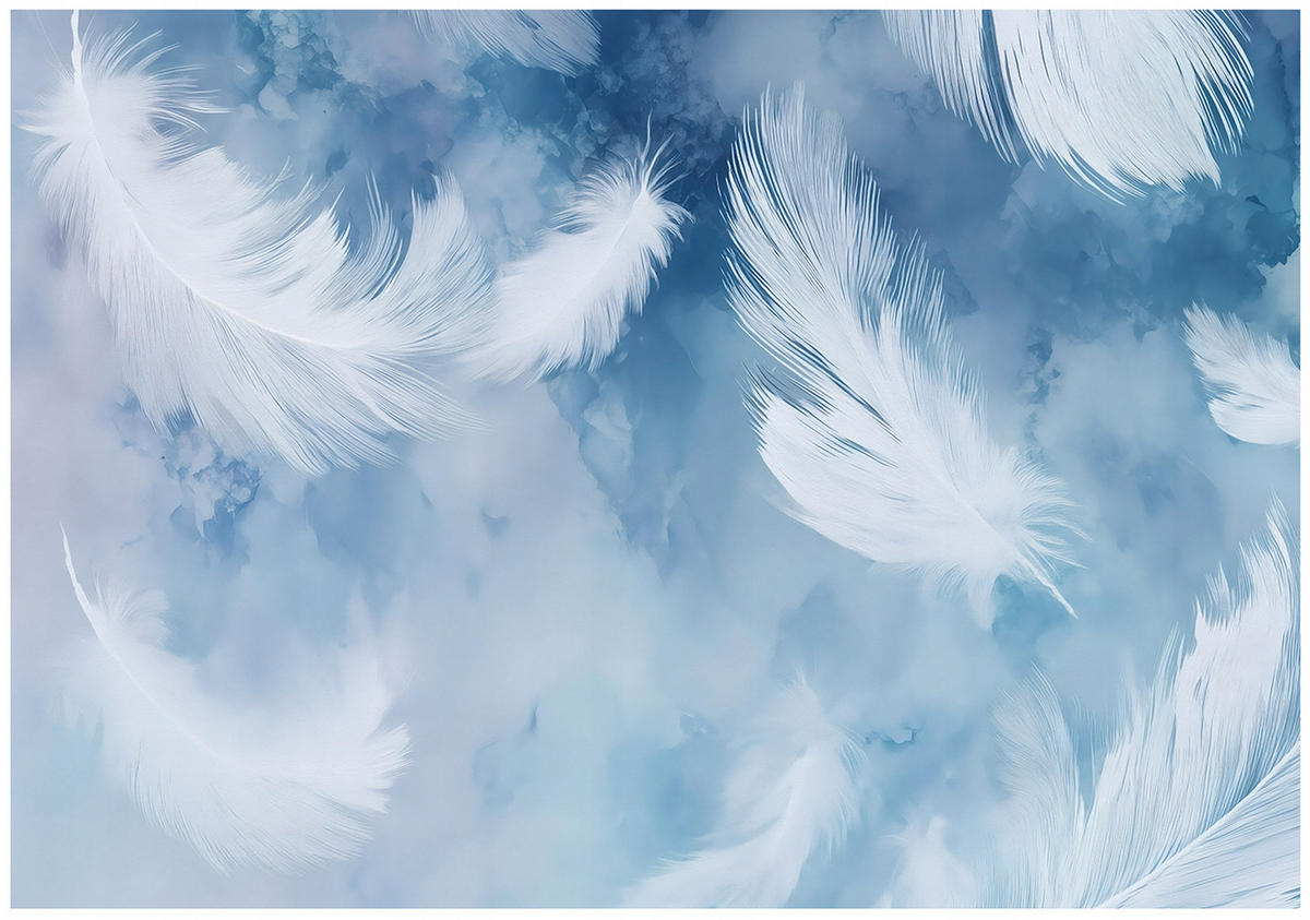 FOTOTAPETE Federn Abstrakt Blau 250x175 cm - Multicolor, Papier (250/175cm) - Wallarena