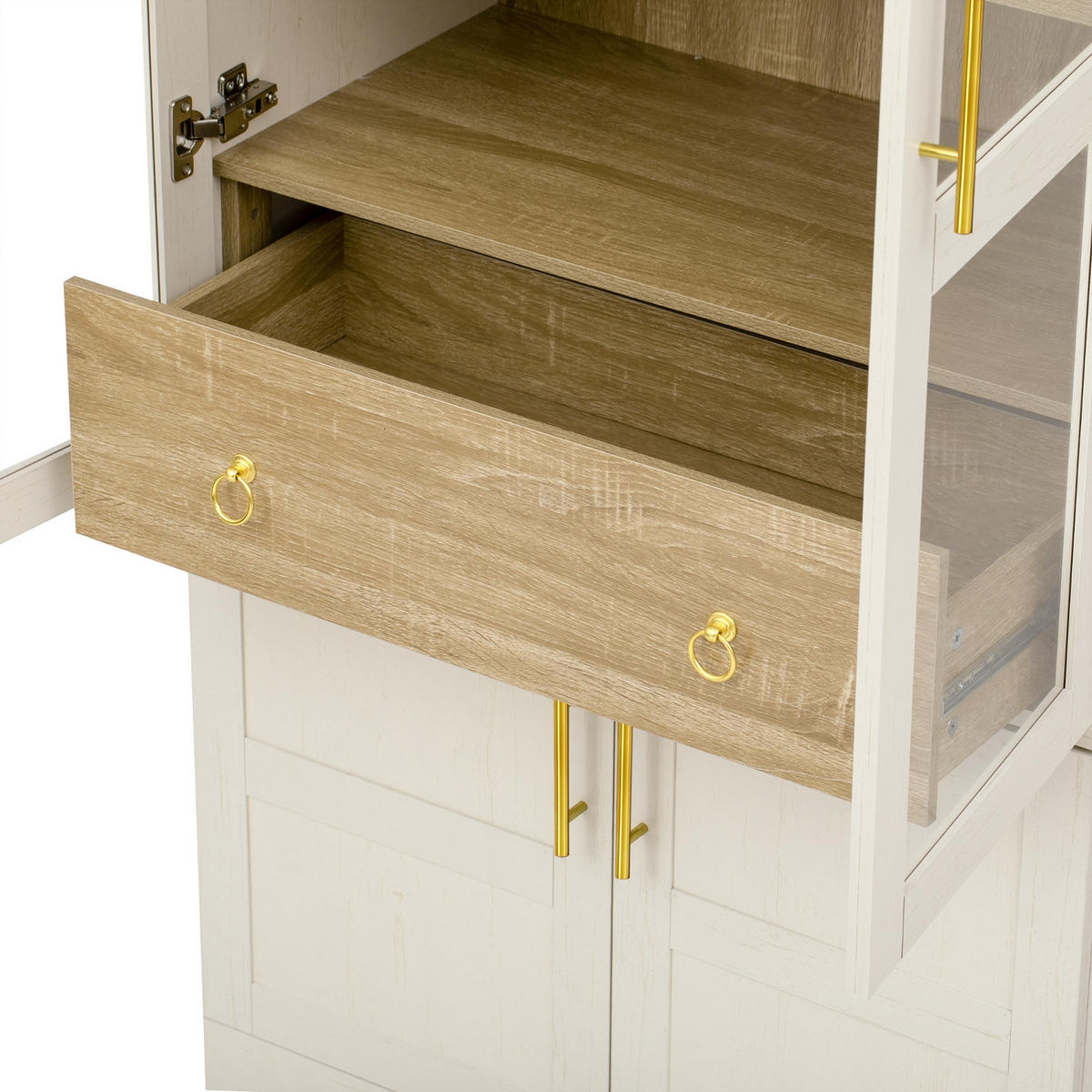 KÜCHENSCHRANK, 76/40/180 cm, MDF und Riffelglas, Weiß, MIT VERSTELLBAREN REGALBÖDEN, für Esszimmer und Küche - Weiß, Holzwerkstoff (40/180/76cm) - Rolipo
