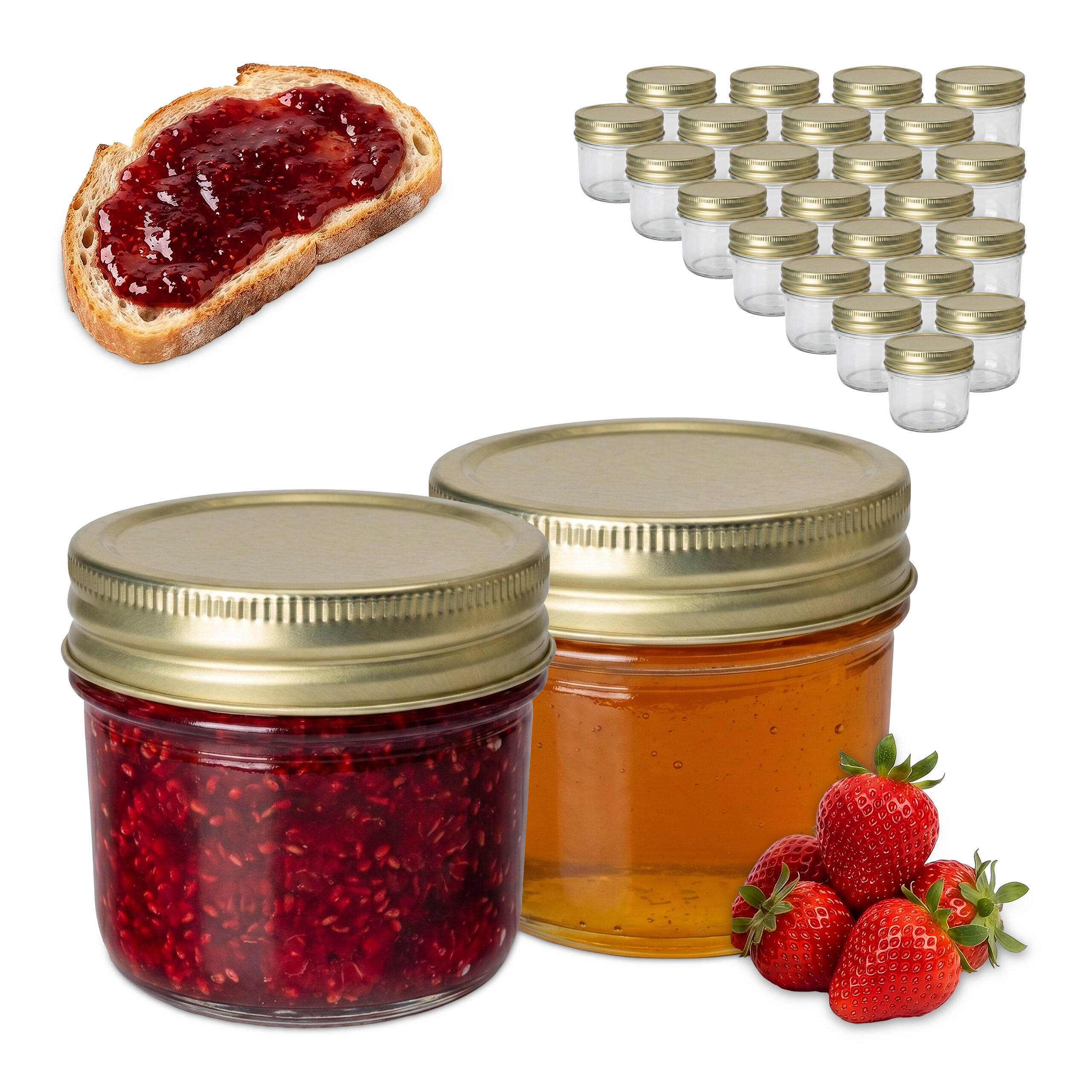 EINMACHGLÄSER-SET - Transparent, Glas/Metall (0.12L) - Relaxdays