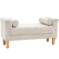 POLSTERBANK mit Chenille-Bezug, Armlehne, 115 x 44 x 58 cm Beige - Beige, Textil (44/58/115cm) - HOMCOM