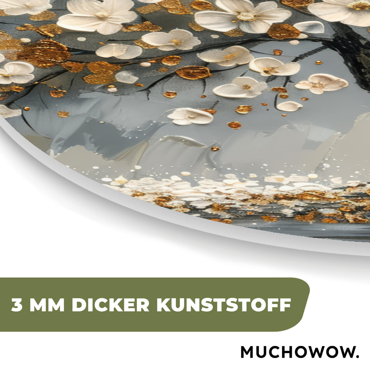 WANDBILD Baum - Gold - Blumen - Abstrakt - Kunst 40x40 cm - Goldfarben, Kunststoff (40/40cm) - MuchoWow