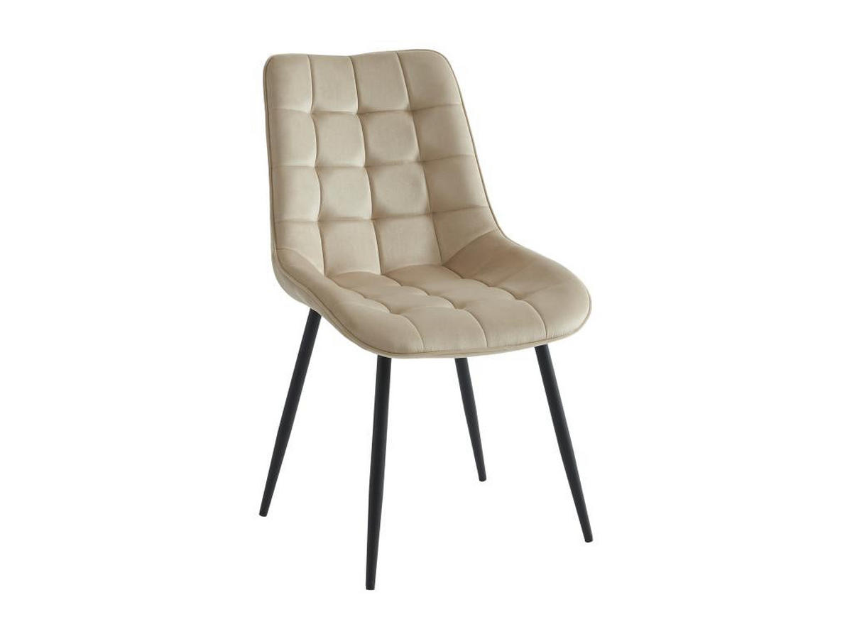 POLSTERSTUHL 2er-Set - Samt & schwarzes Metall - Beige - OLLUA - Beige, Textil (60/87/49.5cm) - Vente-Unique