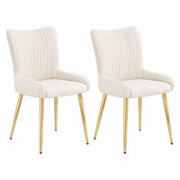 ESSZIMMERSTUHL 2er-Set Samt Beige mit goldfarbenen Metallbeinen - Beige, Metall (47/85/58cm) - Meubliv