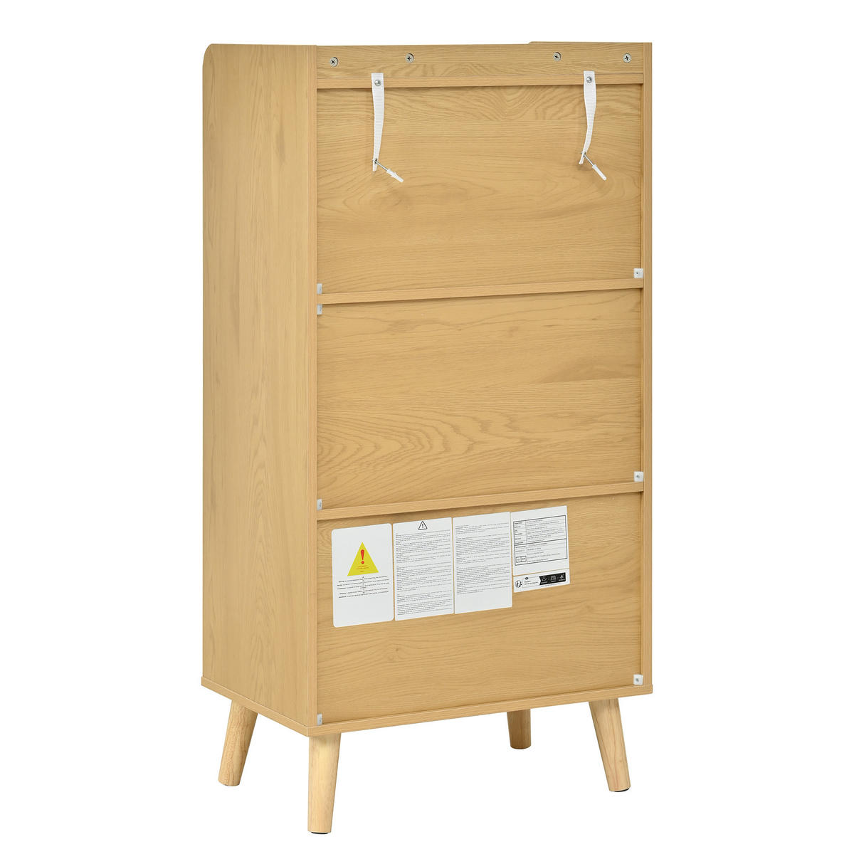 HIGHBOARD DE-37929 mit 2 Rattantüren und 2 offenen Fächern Holzfarbe - Naturfarben, Holzwerkstoff (60/121/40cm) - ComfortXL