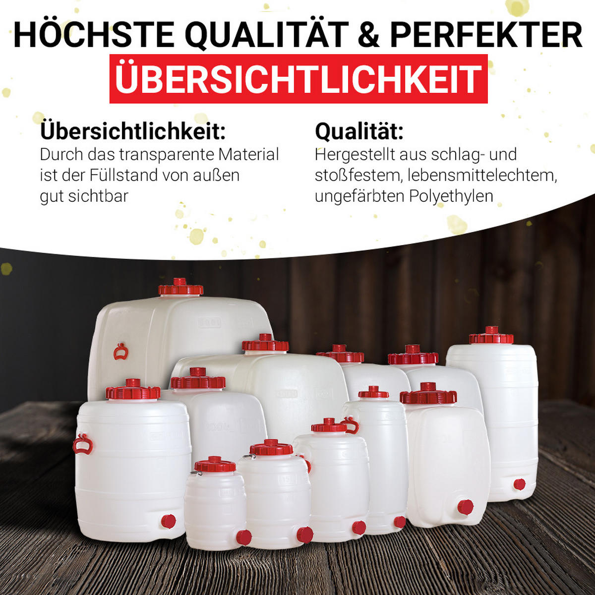 UNIVERSAL-FASS 15 L rund aus lebensmittelechten PE - Weiß, Kunststoff (30/34/30cm) - GRAF