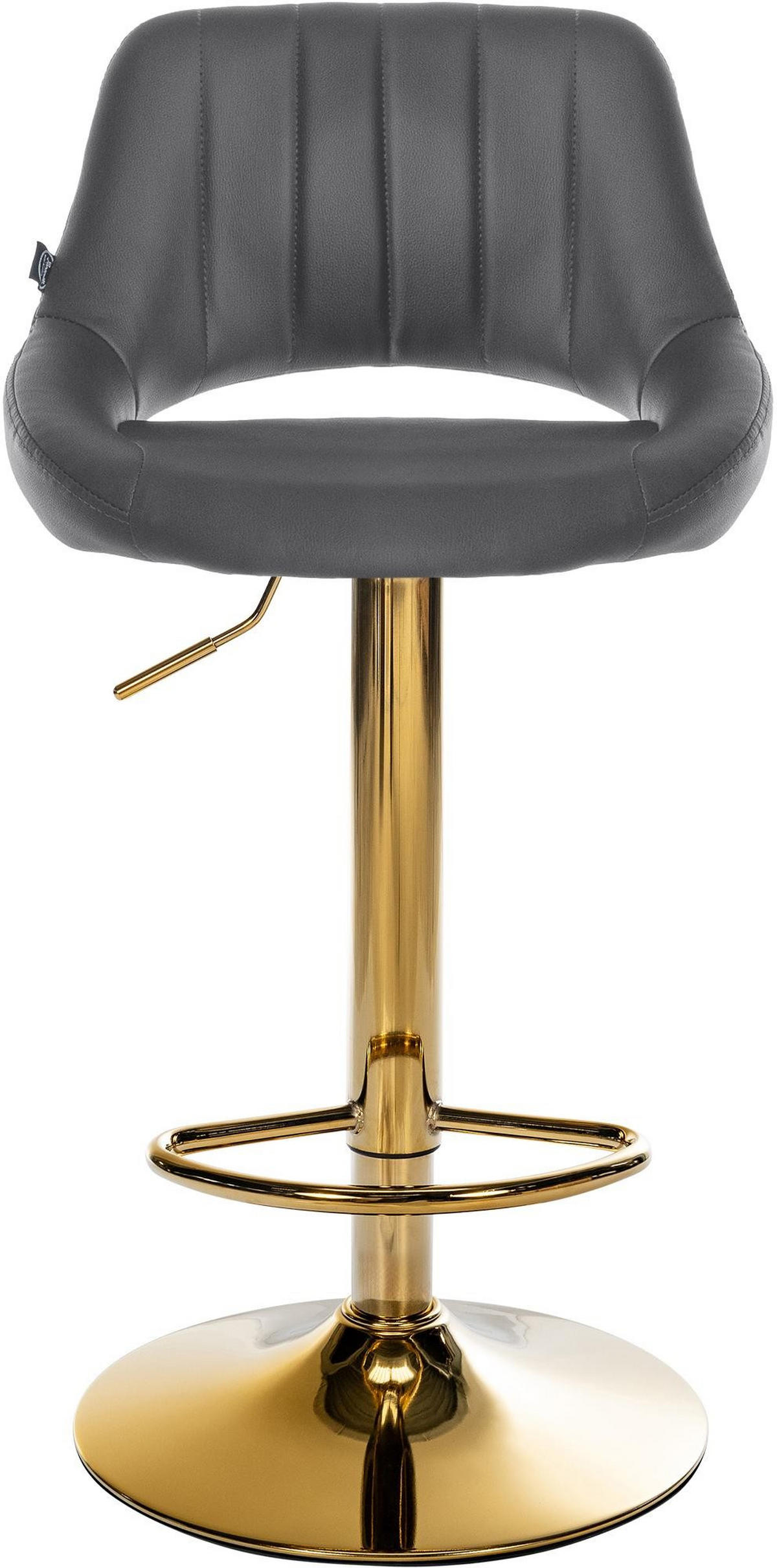 BARHOCKER Milet Kunstleder gold grau - Grau, Leder (47/85/48cm) - furnicato