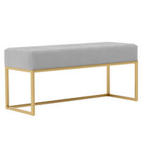 POLSTERBANK PURE 90 cm Metallgestell, Gold / Grau - Goldfarben/Grau, Textil/Metall (90/44/30cm) - Idohome
