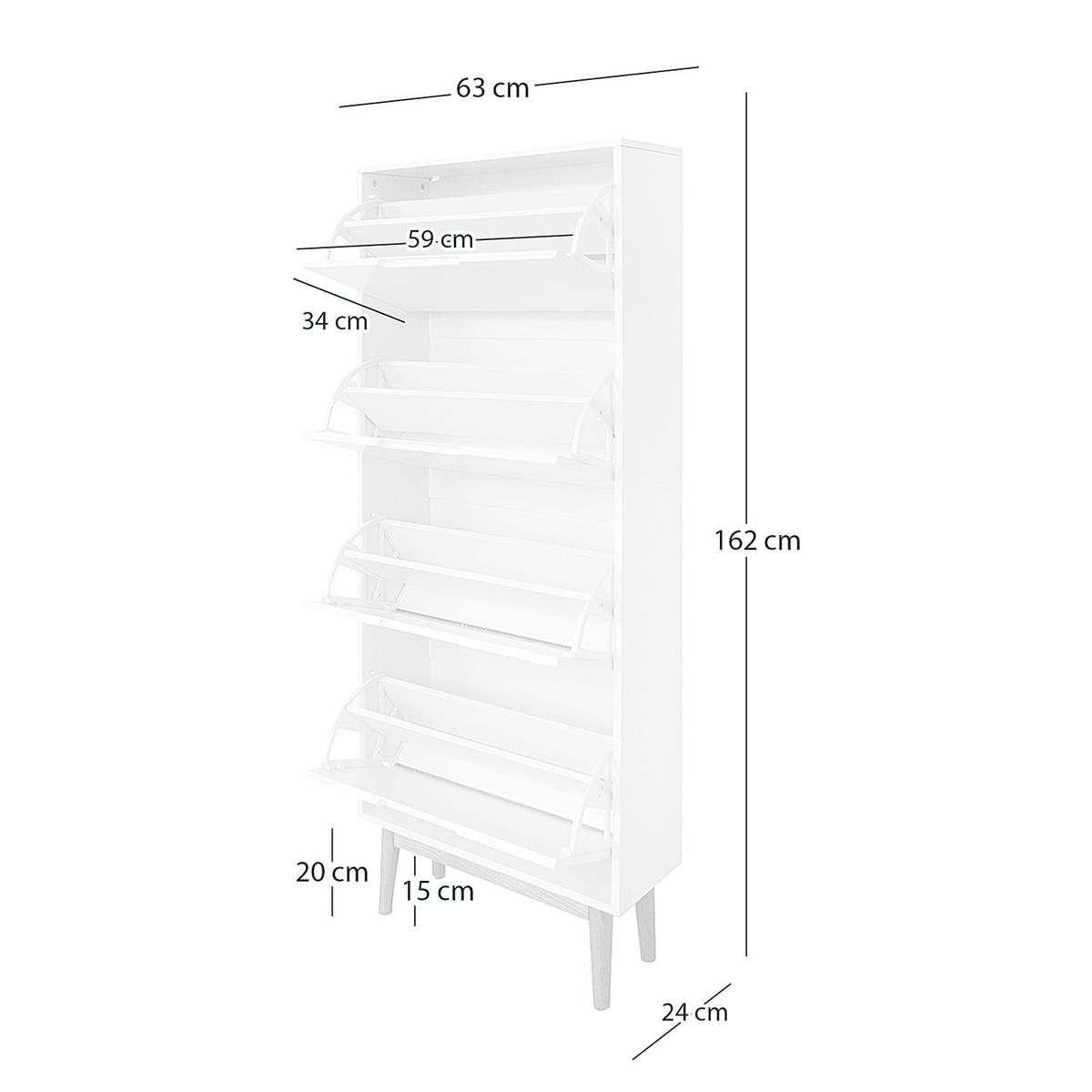 SCHUHKIPPER - Eichefarben/Grau, Holzwerkstoff (63/162/24cm) - home24