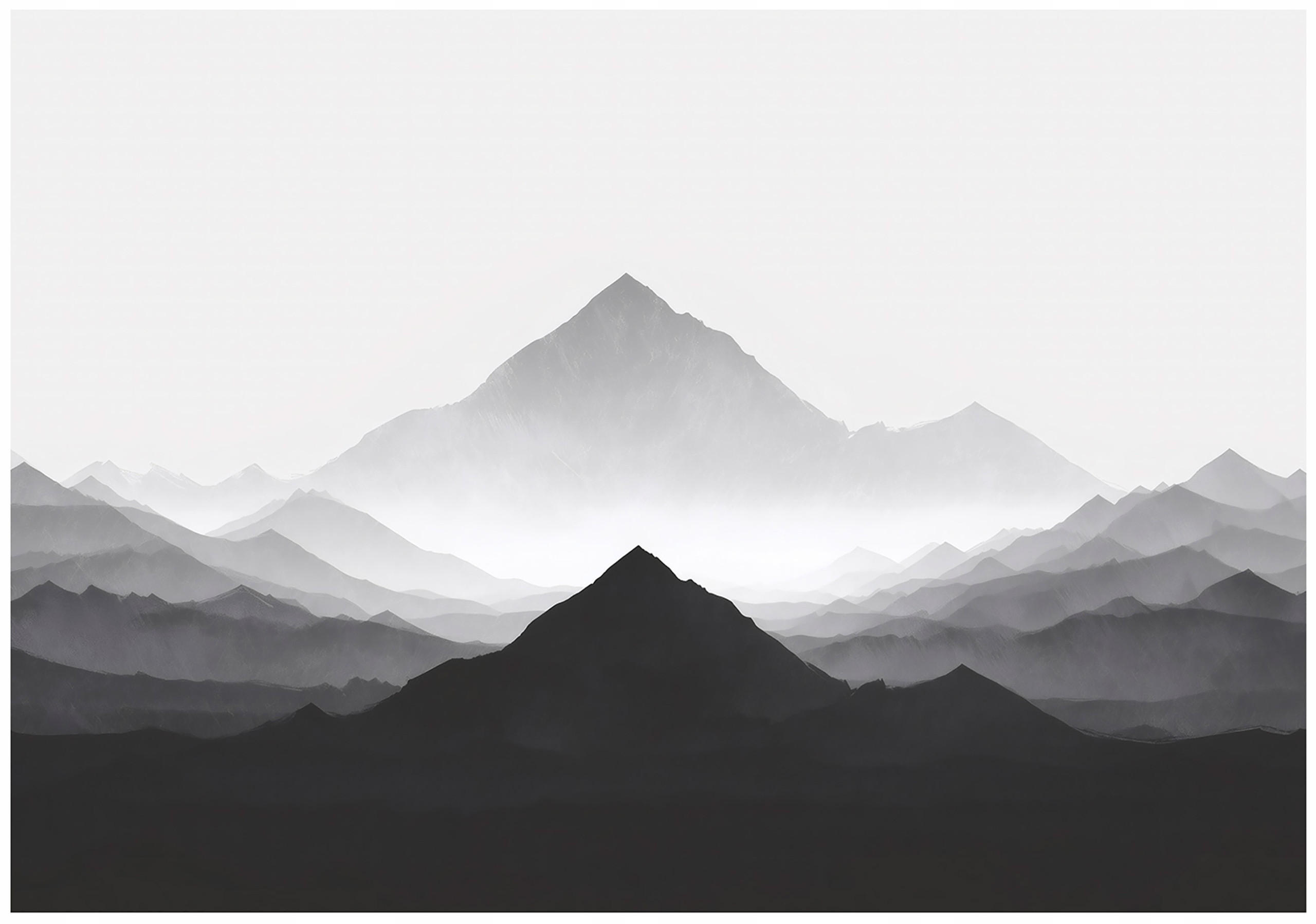 FOTOTAPETE Gebirge Aquarell Grau 250x175 cm - Multicolor, Papier (250/175cm) - Wallarena