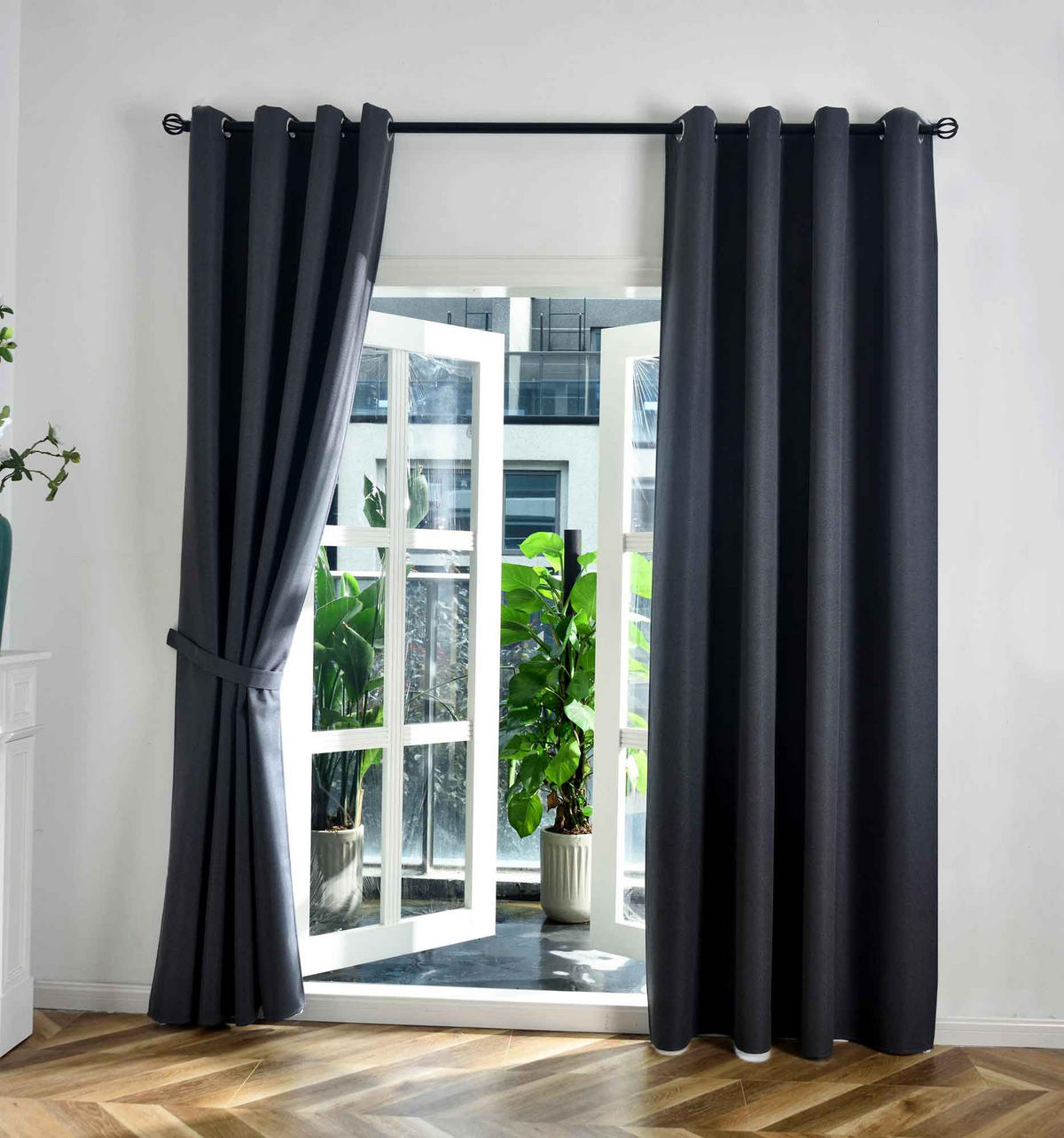 VORHANG 2ER SET »München Dark« HxB 245x145 cm Dunkelgrau - Dunkelgrau, Textil (145/245cm) - Gardinenbox