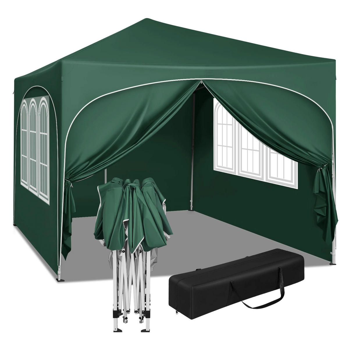 PAVILLON 3x3 m Grün mit 4 Seitenwänden - Grün, Textil/Metall (300/300cm) - Kaket