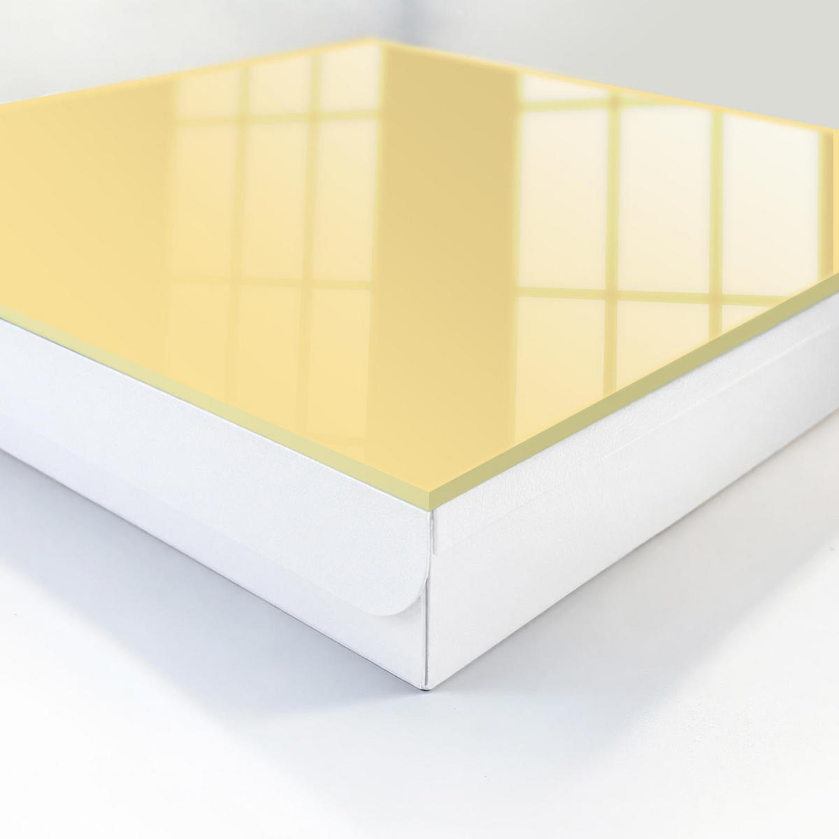 SCHLÜSSELBOX Weiß 30x30 cm – Türöffnung nach rechts - Cremefarbenes Gelb - Creme, Metall (30/30/5cm) - TULUP