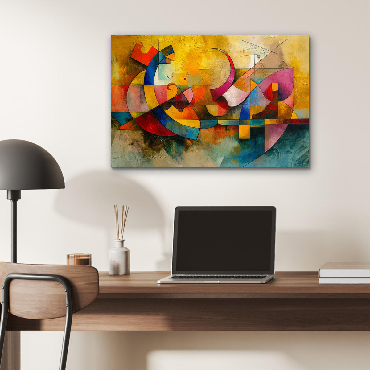 METALLBILD Kunst - Abstrakt - Modern 60x40 cm - Gelb, Metall (60/40cm) - MuchoWow