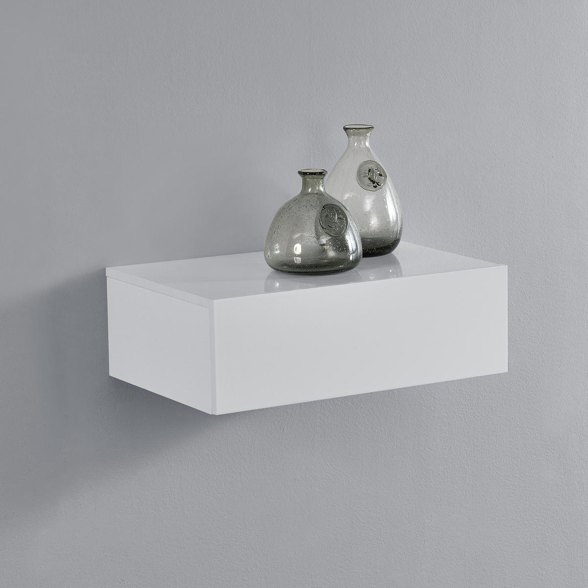 NÁSTĚNNÝ REGÁL Oslo - vysoce lesklá bílá, kompozitní dřevo (46/15/30cm) - [en.casa]