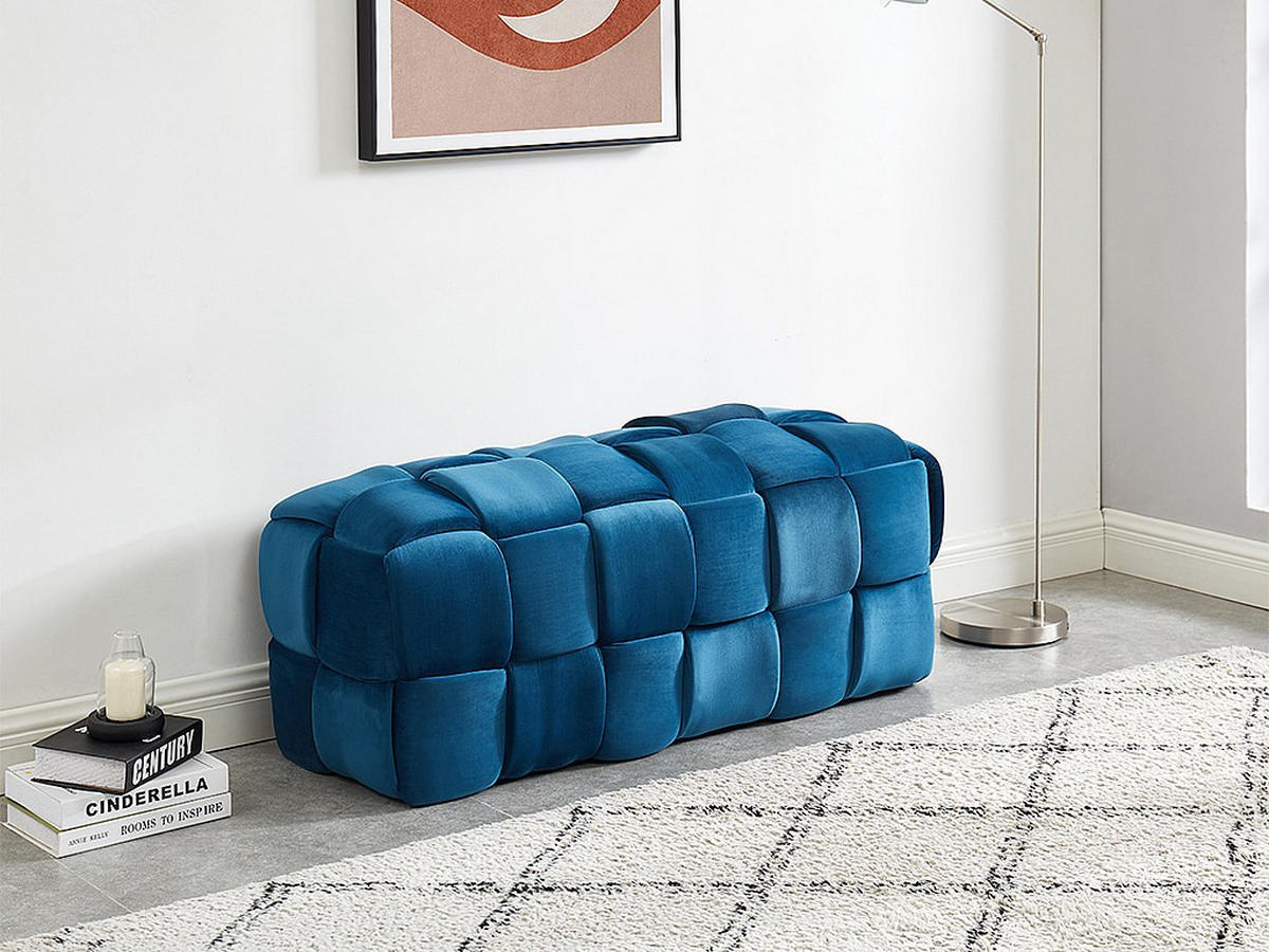 SITZBANK - 1 -Sitzer - Samt - blau - FABERO - Blau, Textil (112/45/44cm) - Vente-Unique