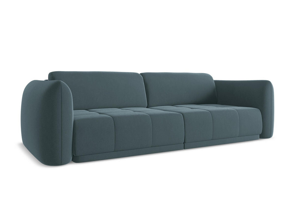 4-SITZER-SOFA Samt Stoff Blau - Blau/Petrol, Kunststoff/Textil (250/74/105cm) - Makamii