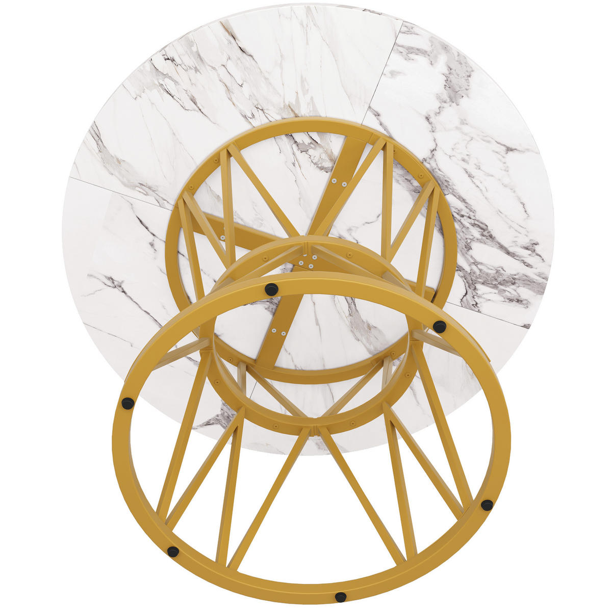 ESSTISCH 100/100/76 cm in Gold mit MDF-Tischplatte in Marmoroptik - Goldfarben, Holzwerkstoff (100/100/76cm) - Flora Grace