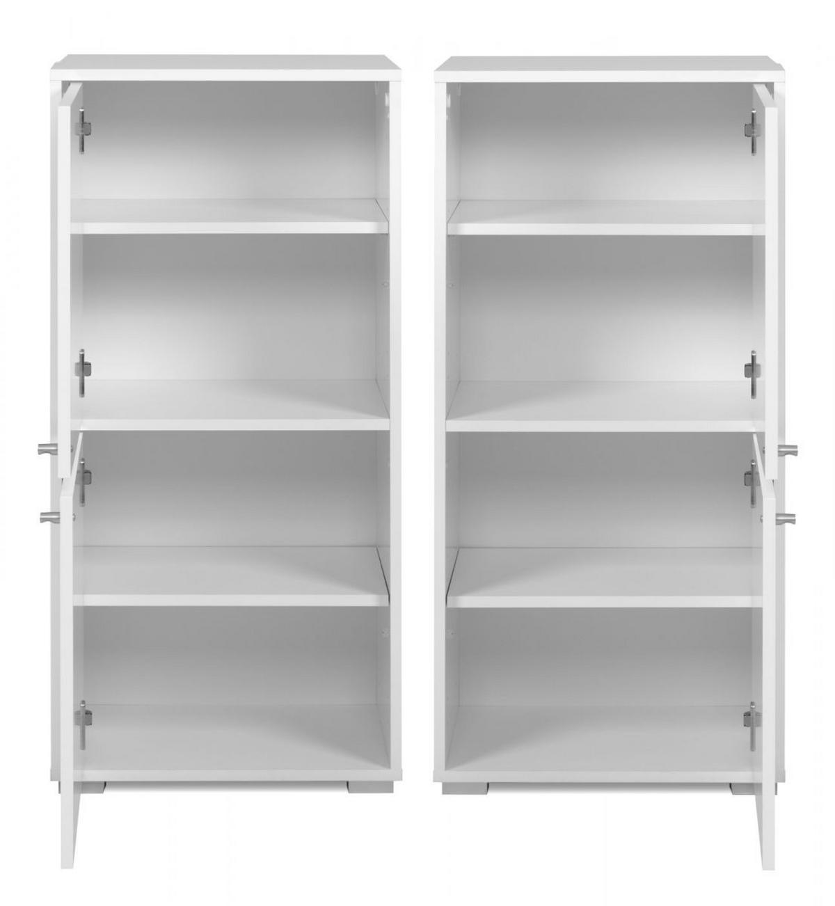 KOMMODE weiß 46 x 97 cm, Anrichte mit wechselbarem Türanschlag - Silberfarben/Weiß, Holzwerkstoff/Kunststoff (46/96.5/33.5cm) - Furn.Design