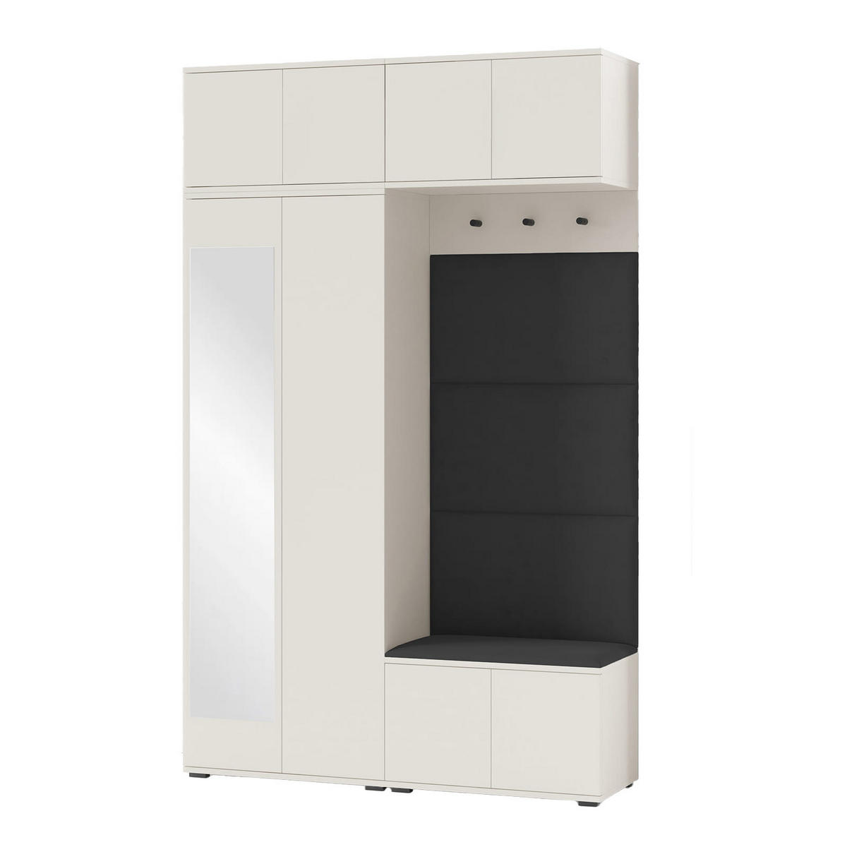 GARDEROBE NAPOLI 1 Flur und Eingangsbereich SCHWARZ - Beige/Schwarz, Holzwerkstoff (140/225/40cm) - Jerpax