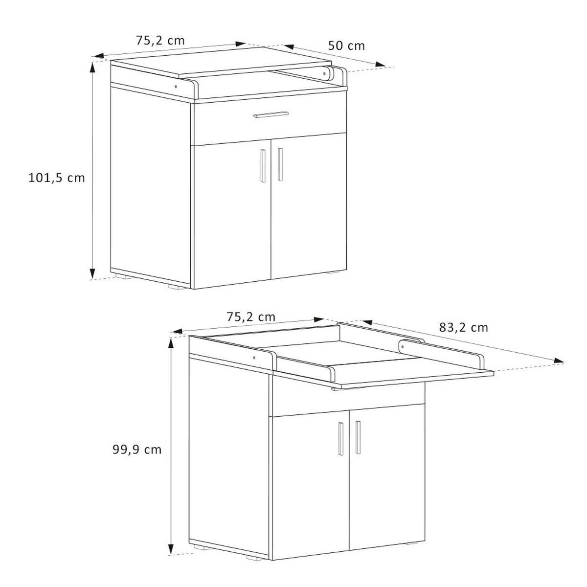 PREBAĽOVACÍ PULT Lena, biely/Sonoma, 75.2 x 101.5 cm - biela/dub sonoma, kompozitné drevo (75.2/101.5/50cm) - Vicco