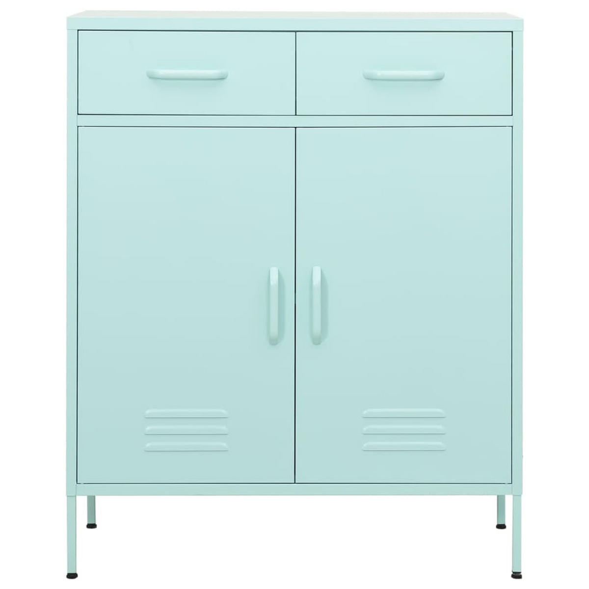 SIDEBOARD mit 2 Schubladen und verstellbarem Einlegeboden, 80/35/101,5 cm, aus Stahl, in Minzgrün - Blau, Metall (80/101.5/35cm) - vidaXL