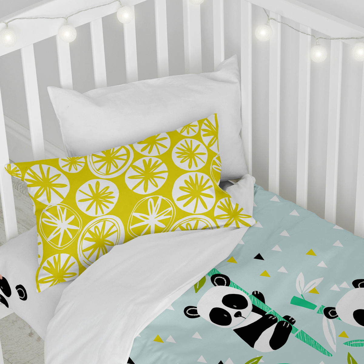 BETTBEZUG 2er-Set teiliges panda garden blue 100x120 cm (kinderbett) blau - Blau, Textil (100/120cm) - Happy Friday