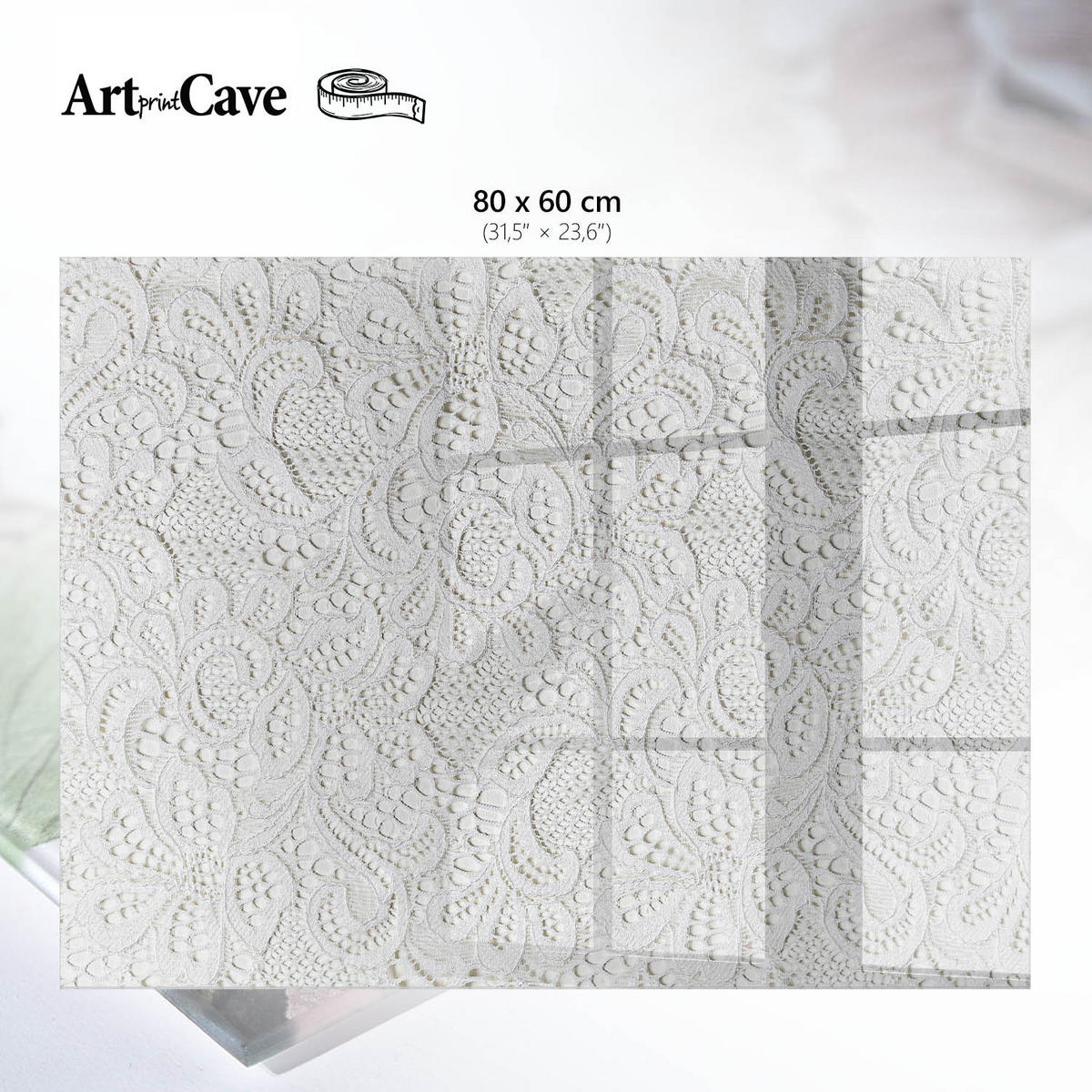 GLASPLATTE 80x60 cm – Spitzenmuster - Braun, Glas (0.4/80/60cm) - ArtPrintCave