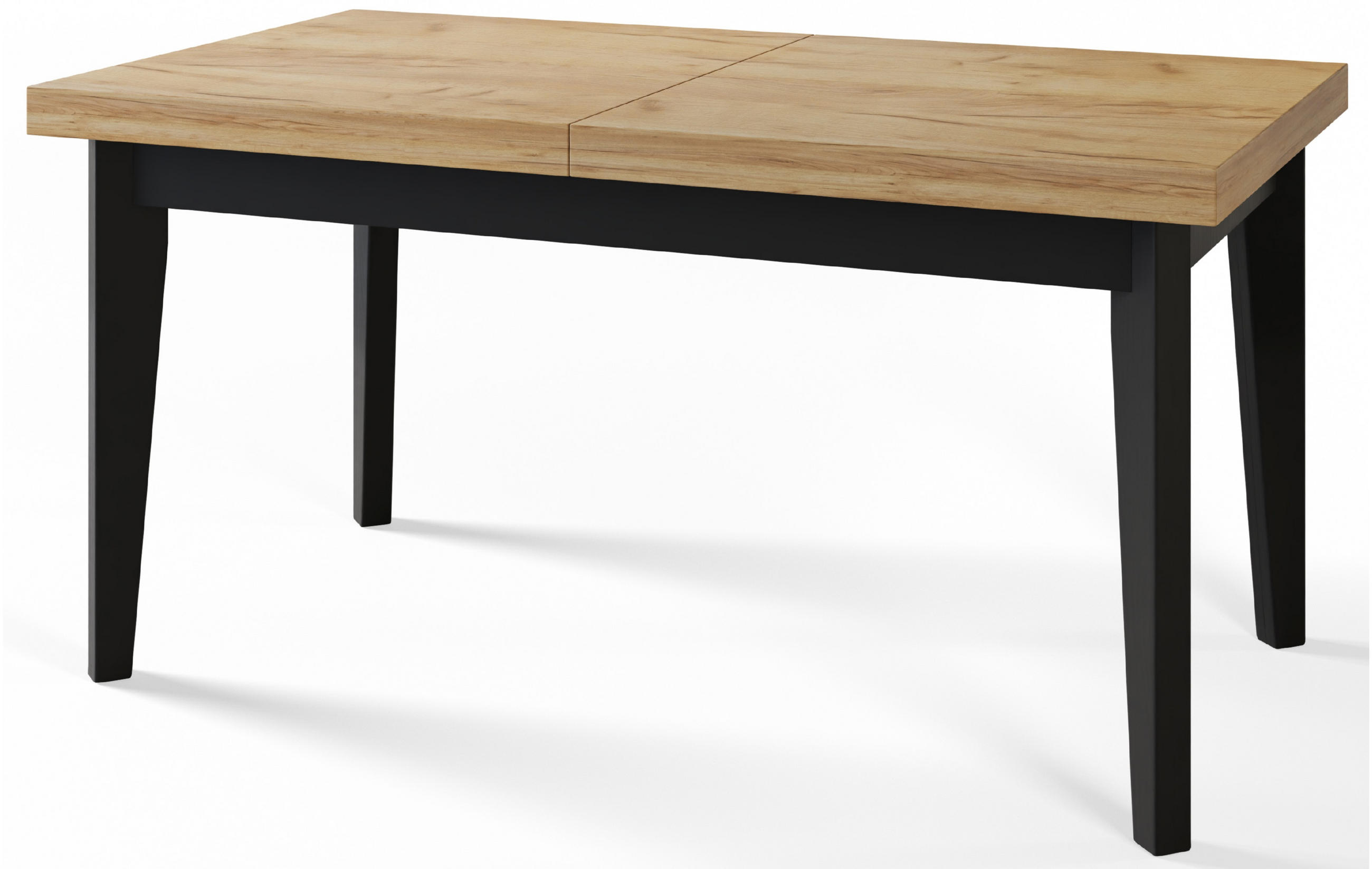 ESSZIMMERTISCH SKANDI, ausziehbarer Tisch: 120-160X80X78 cm, Farbe: CRAFT, mit Holzbeinen in Farbe Schwarz - Schwarz/Braun, Holzwerkstoff (120/80/78cm) - Alpi-Möbel