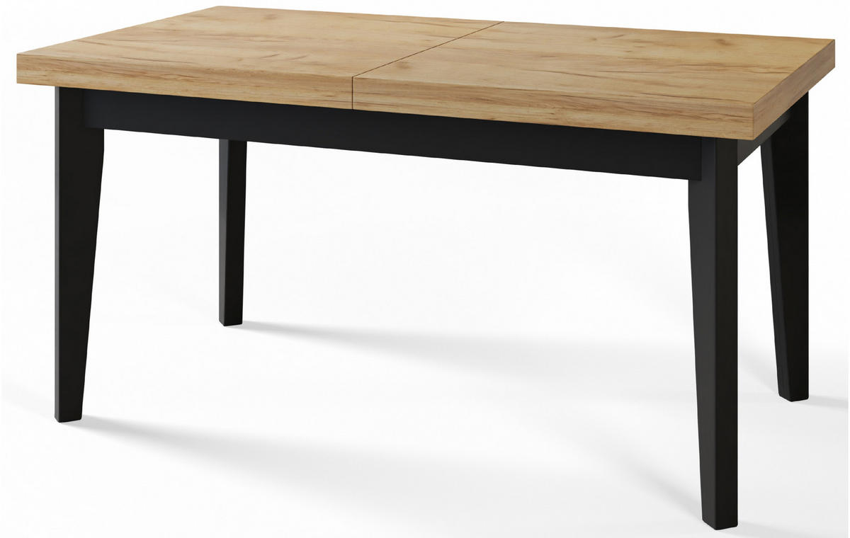 ESSZIMMERTISCH SKANDI, ausziehbarer Tisch: 120-160X80X78 cm, Farbe: CRAFT, mit Holzbeinen in Farbe Schwarz - Schwarz/Braun, Holzwerkstoff (120/80/78cm) - Alpi-Möbel