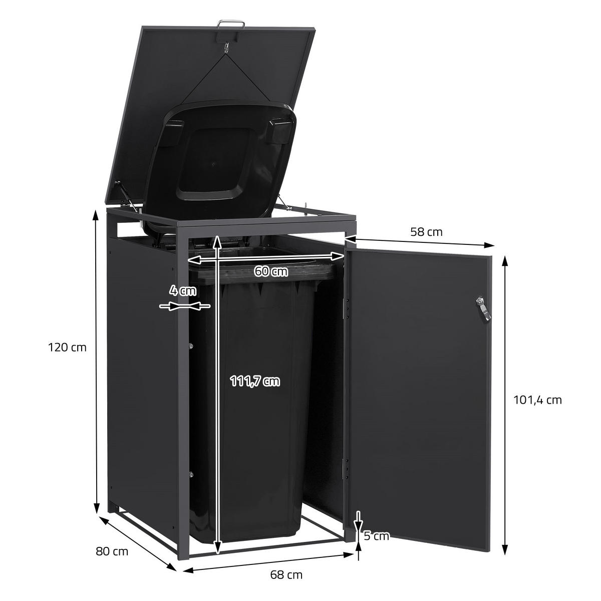 MÜLLTONNENBOX 3er Anthrazit-Lärchenoptik - Hellbraun, Metall (200/120/80cm) - ML-DESIGN