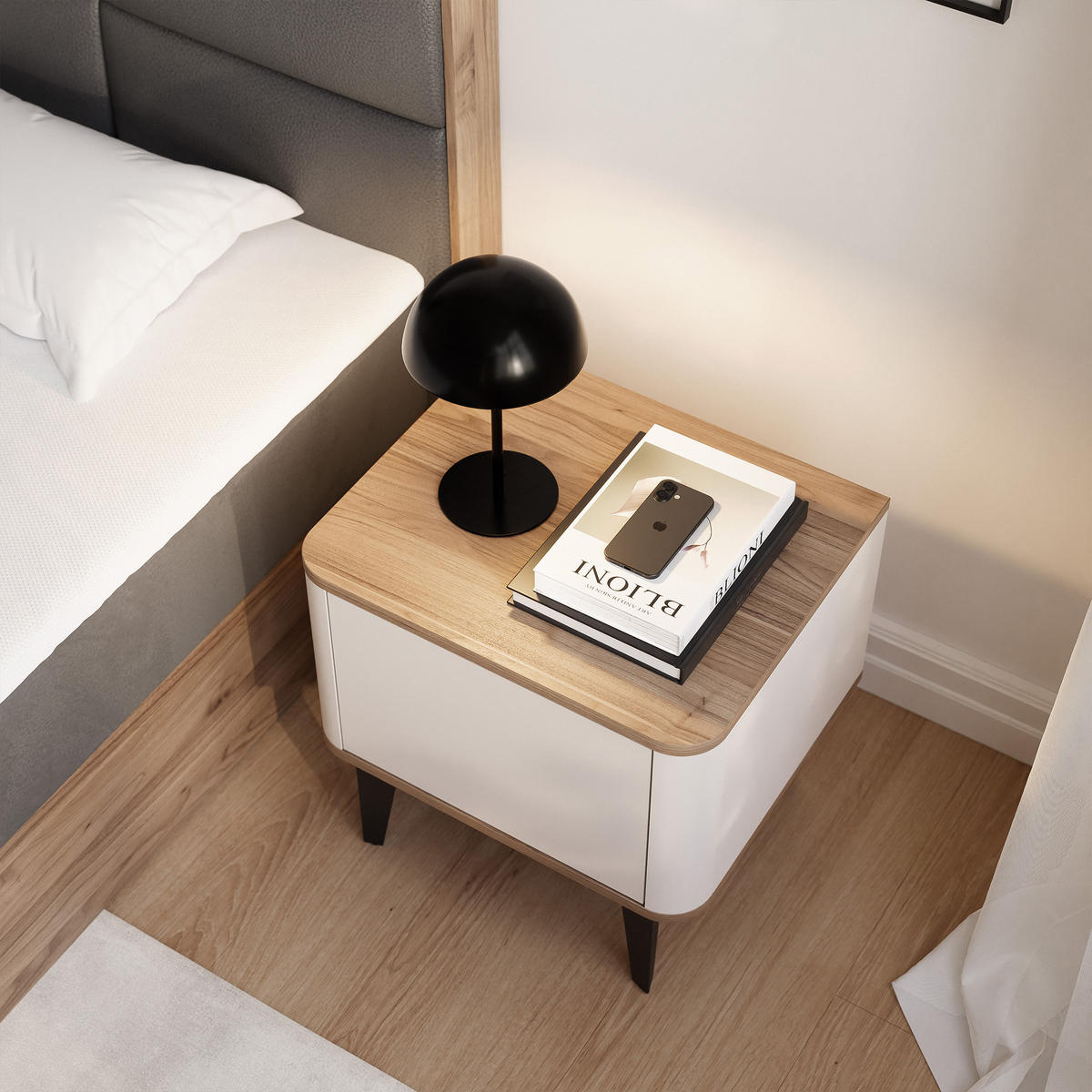 NACHTTISCH BELLAGIO PUSH TO OPEN - Beige, Holzwerkstoff (48/18/40cm) - Idohome