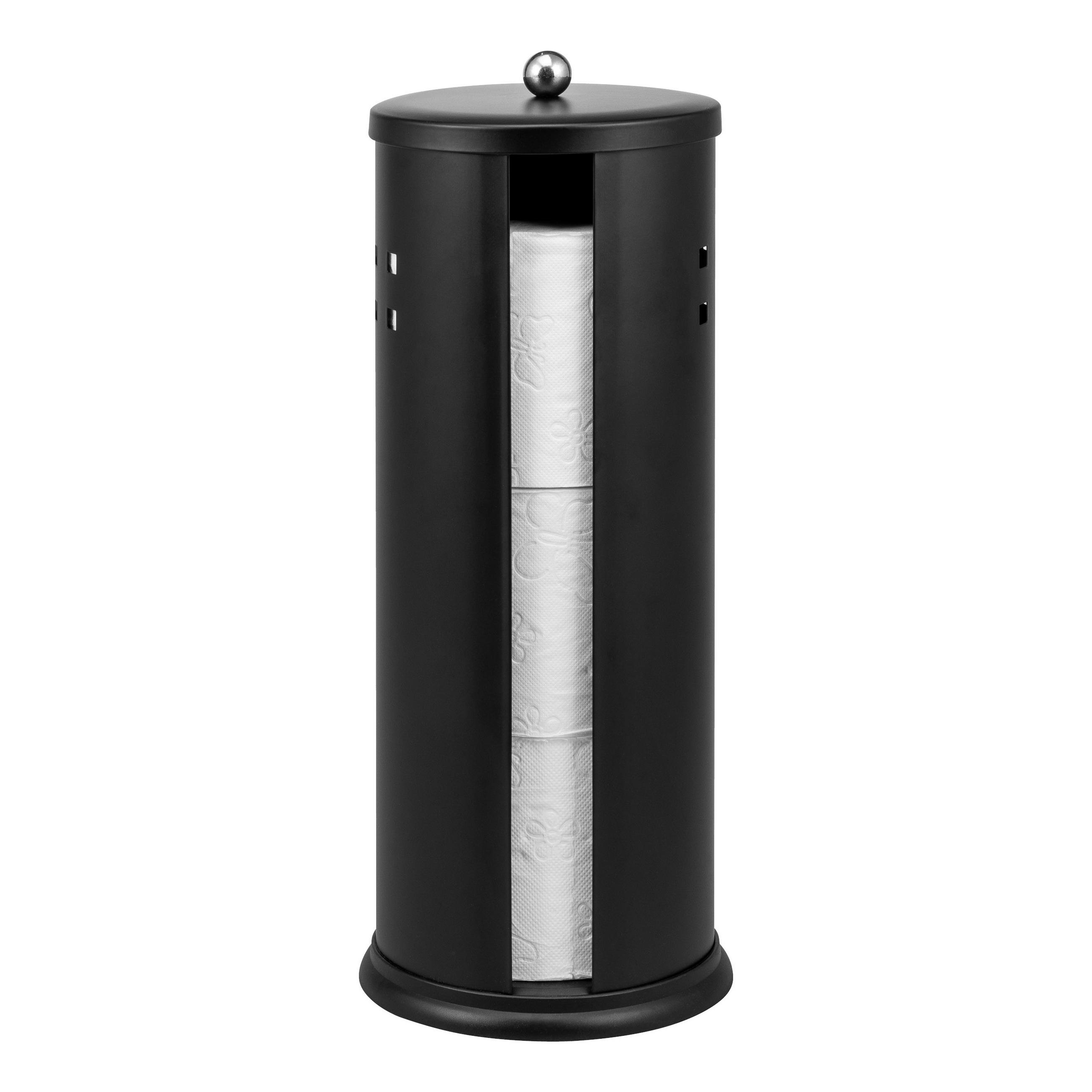 TOILETTENPAPIER-AUFBEWAHRUNG AGLIANO, Metall, schwarz - Schwarz, Metall (14.5/37.5/14.5cm) - eluno