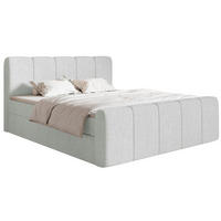 BOXBETT Cloudy II mit Bettkästen und Topper Chenille Hellgrau, 140x200 cm - Hellgrau/Schwarz, Kunststoff/Textil (140/200cm) - Selsey