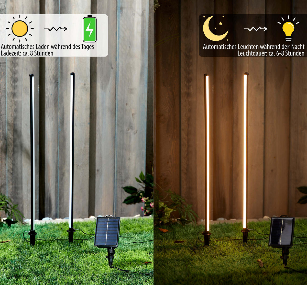 SOLAR-LED-GARTENSTECKER - warmweiß mit Dämmerungssensor und wetterfestem Design für Garten und Terrasse - Weiß, Kunststoff (3.5/3.5/77cm) - Northpoint