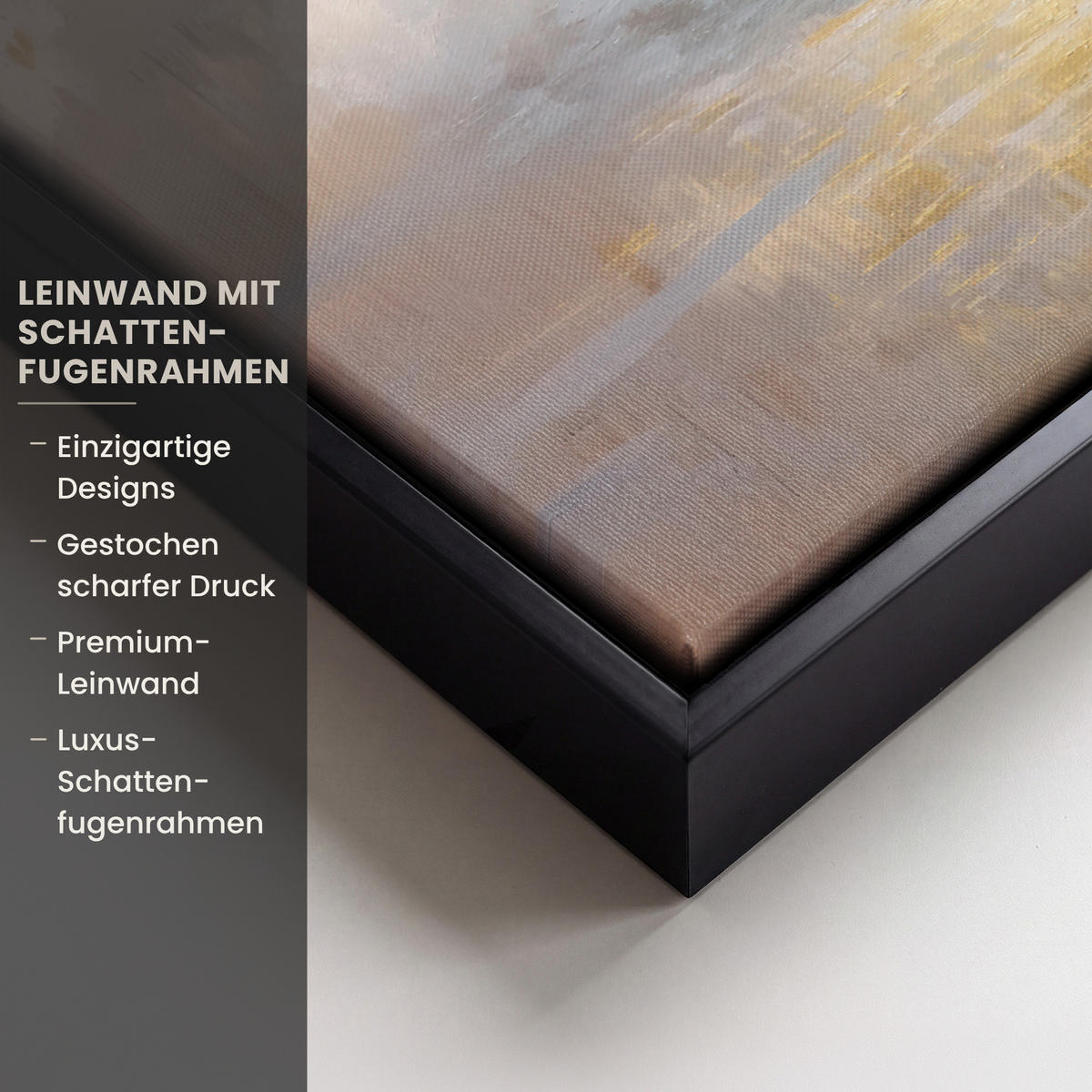 LEINWAND Bilder mit Rahmen - Gemälde - Welle - Jesus - Abstrakt - 30x20 - Goldfarben, Textil (30/20cm) - MuchoWow