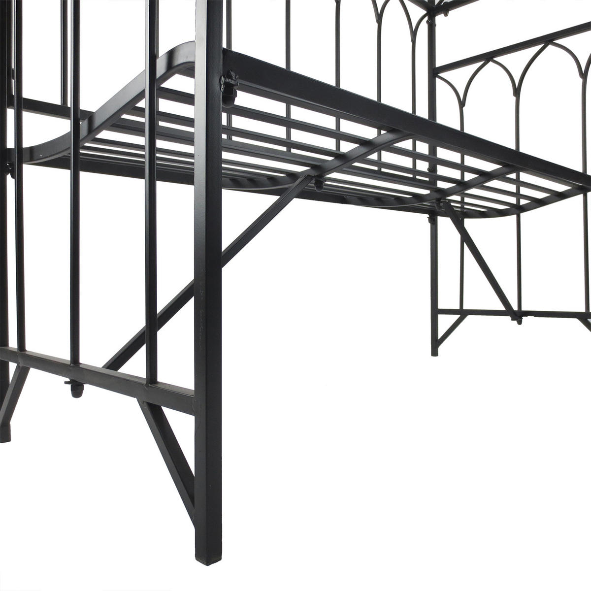 ROSENBOGEN mit Bank, 115 x 50 x 203 cm, Metall, Schwarz - Schwarz, Metall (50/203/115cm) - Outsunny