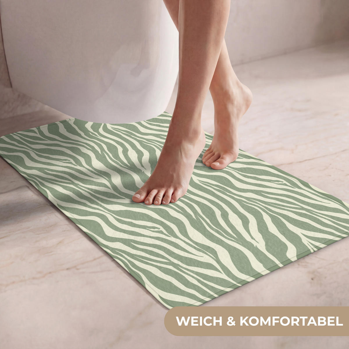 WC PŘEDLOŽKA Zebra - Motiv - zelená 50x80 cm - šalvějově zelená, textil/plast (50/1cm) - OnlyWow