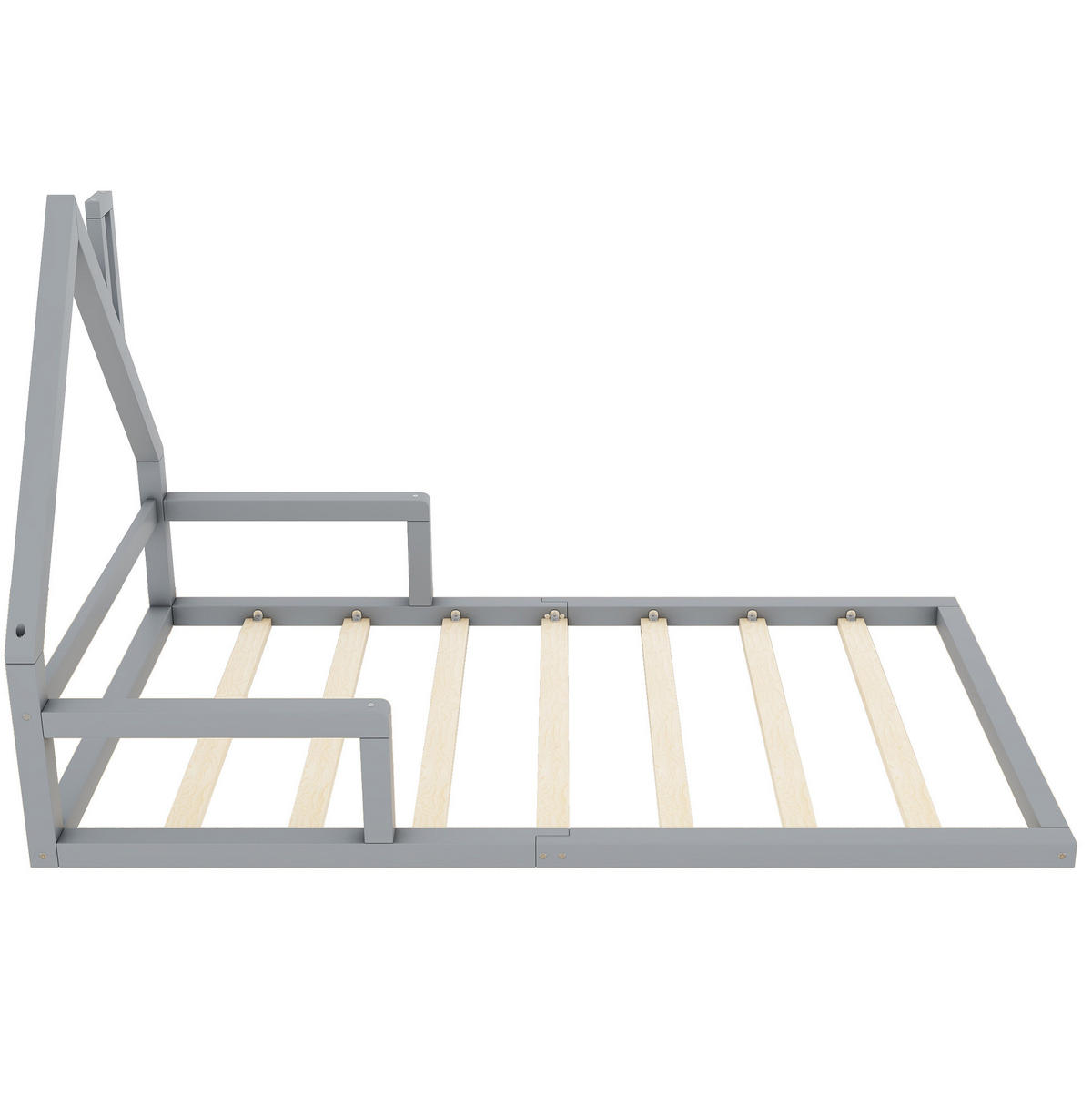 KINDERBETT 90/200 cm in Hausform aus Kiefernholz und MDF, Grau - Grau, Holz (90/200cm) - BEAOK