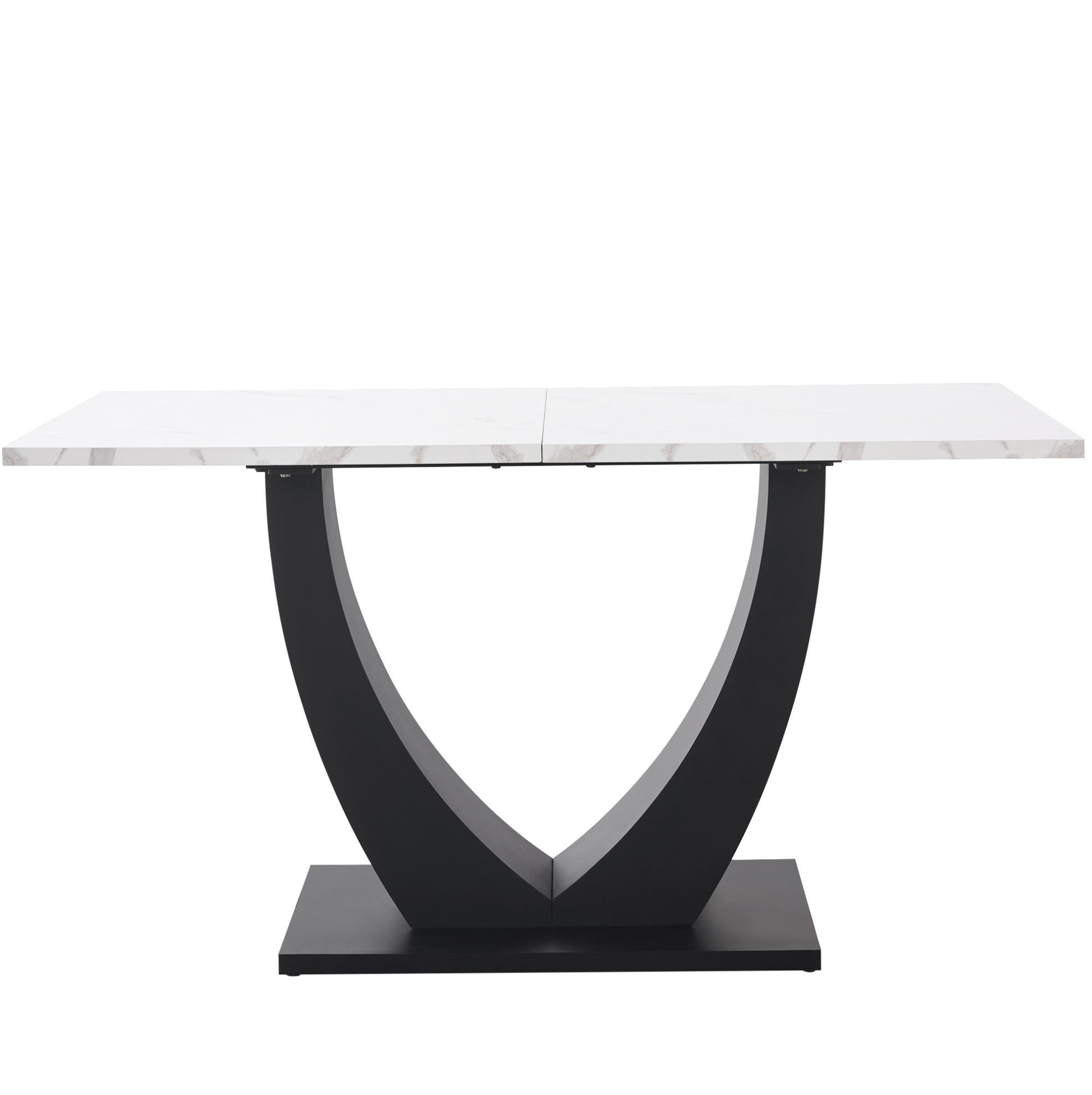 ESSTISCH aus MDF und Metall 140x75x75,5 cm Weiß/Schwarz mit Marmormuster und verstellbaren Füßen - Weiß, Holzwerkstoff (140/75/75.5cm) - Modfu