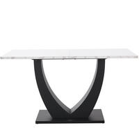 ESSTISCH aus MDF und Metall 140x75x75,5 cm Weiß/Schwarz mit Marmormuster und verstellbaren Füßen - Weiß, Holzwerkstoff (140/75/75.5cm) - Modfu