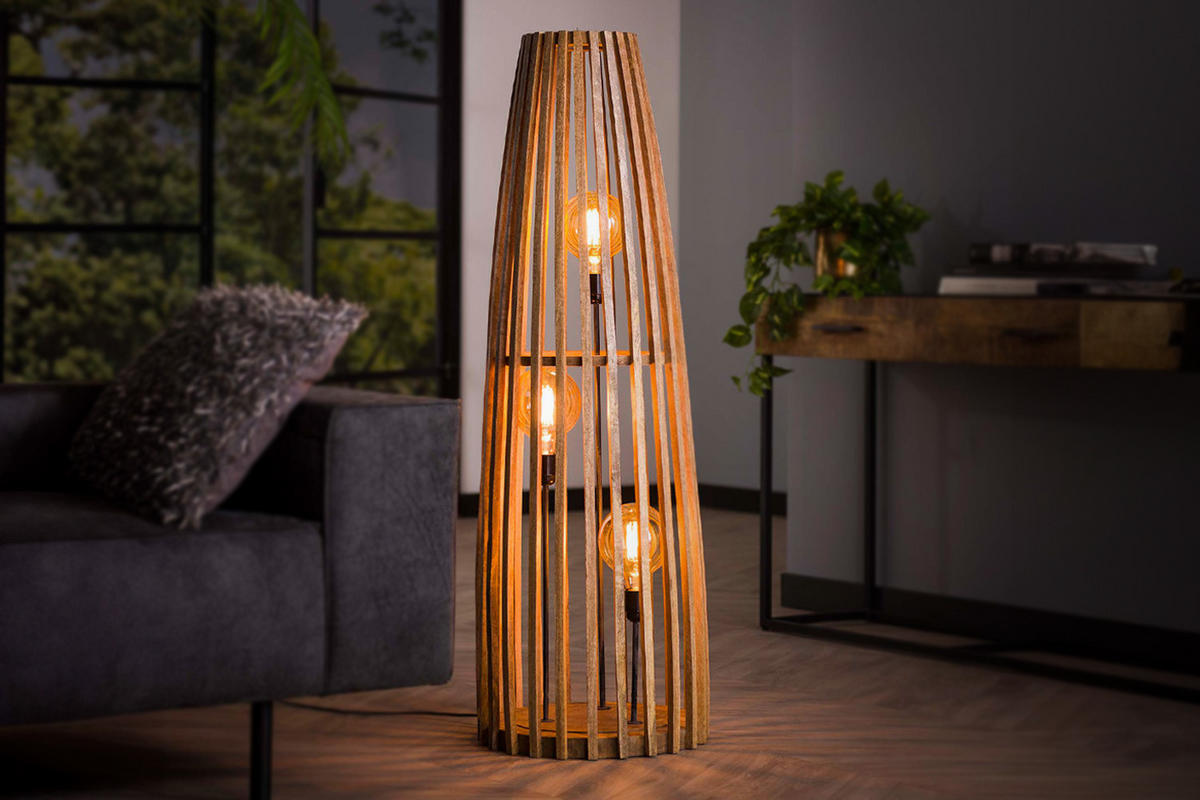 STEHLAMPE LECCE Braun Holz - Braun, Holz (40/40/123cm) - KAWOLA