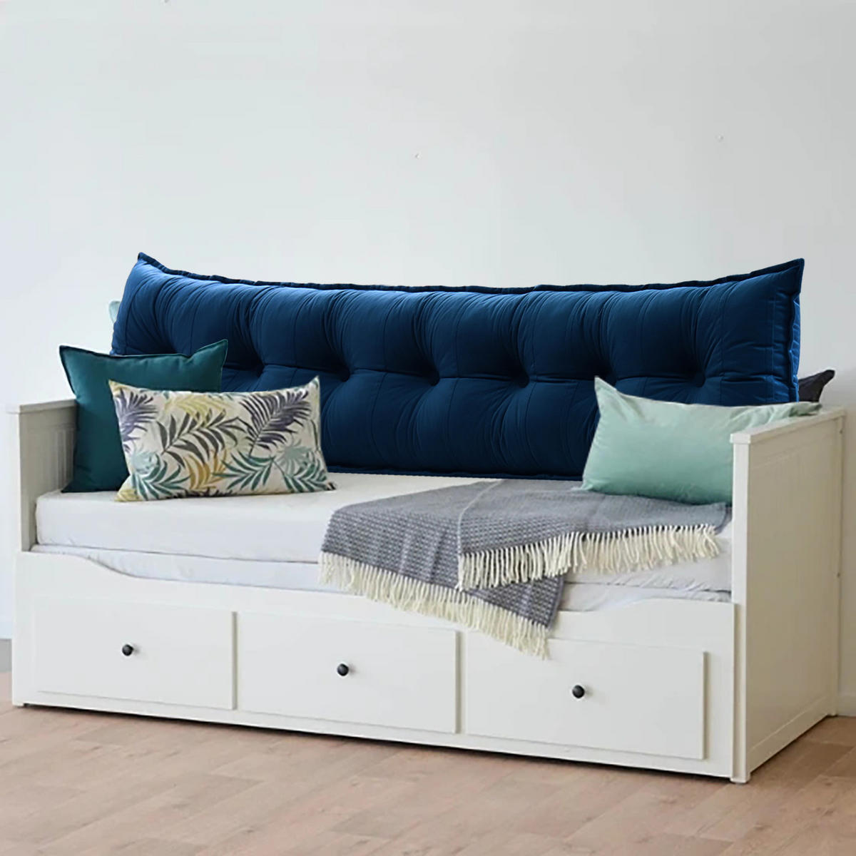 RÜCKENKISSEN Samtlook Dunkelblau 180 cm - Dunkelblau, Textil (45/180cm) - Vercart