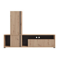 TV-WAND - 195.5 x 33 - holz - schwarz, naturfarben hell Belutzy - Schwarz/Naturfarben, Holz (195.5/139.5/33cm) - Vente-Unique