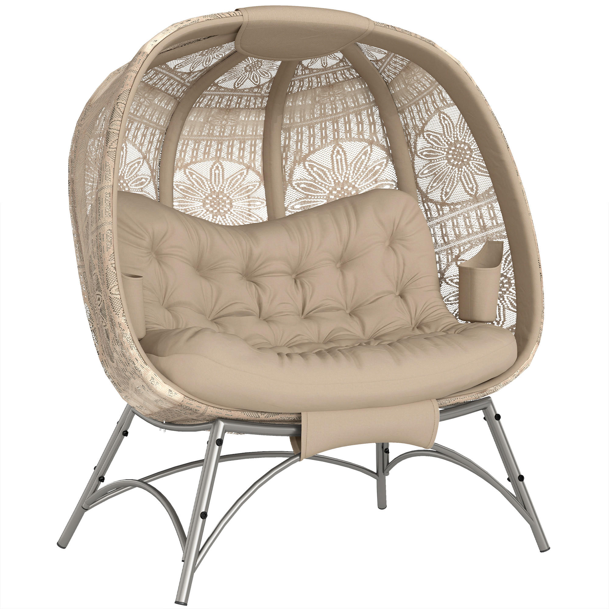 GARTENSTUHL, Stahl, Sand - Sandfarben, Metall (90/142/126cm) - Outsunny