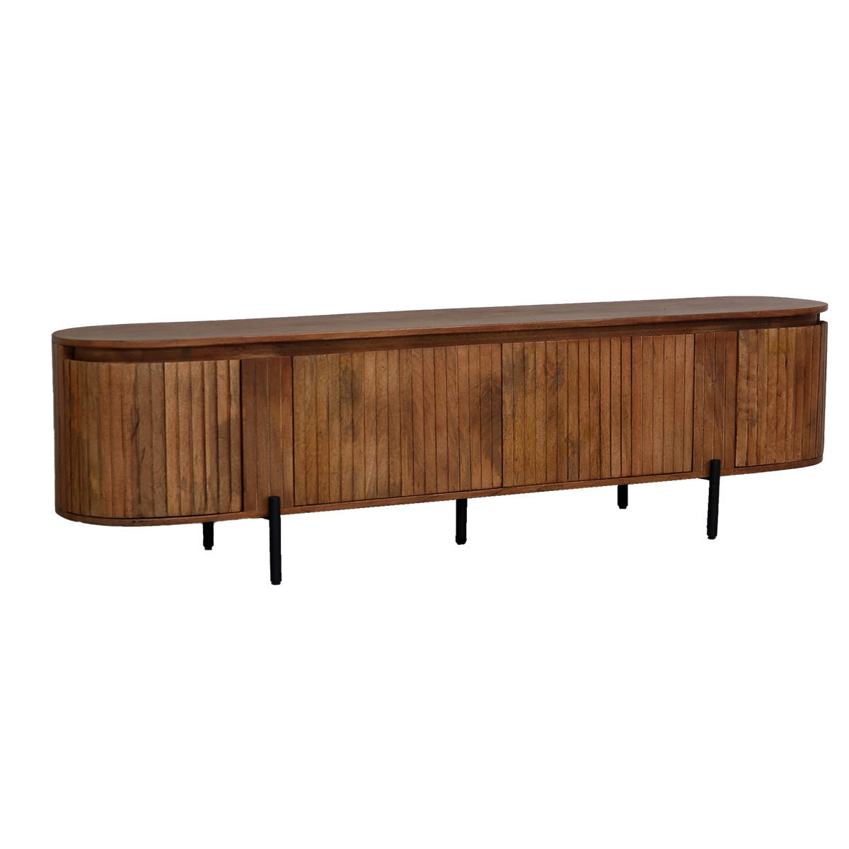 TV-SCHRANK aus Mangoholz 200cm, Natürlich - Braun, Metall (200/55/40cm) - Giga Meubel