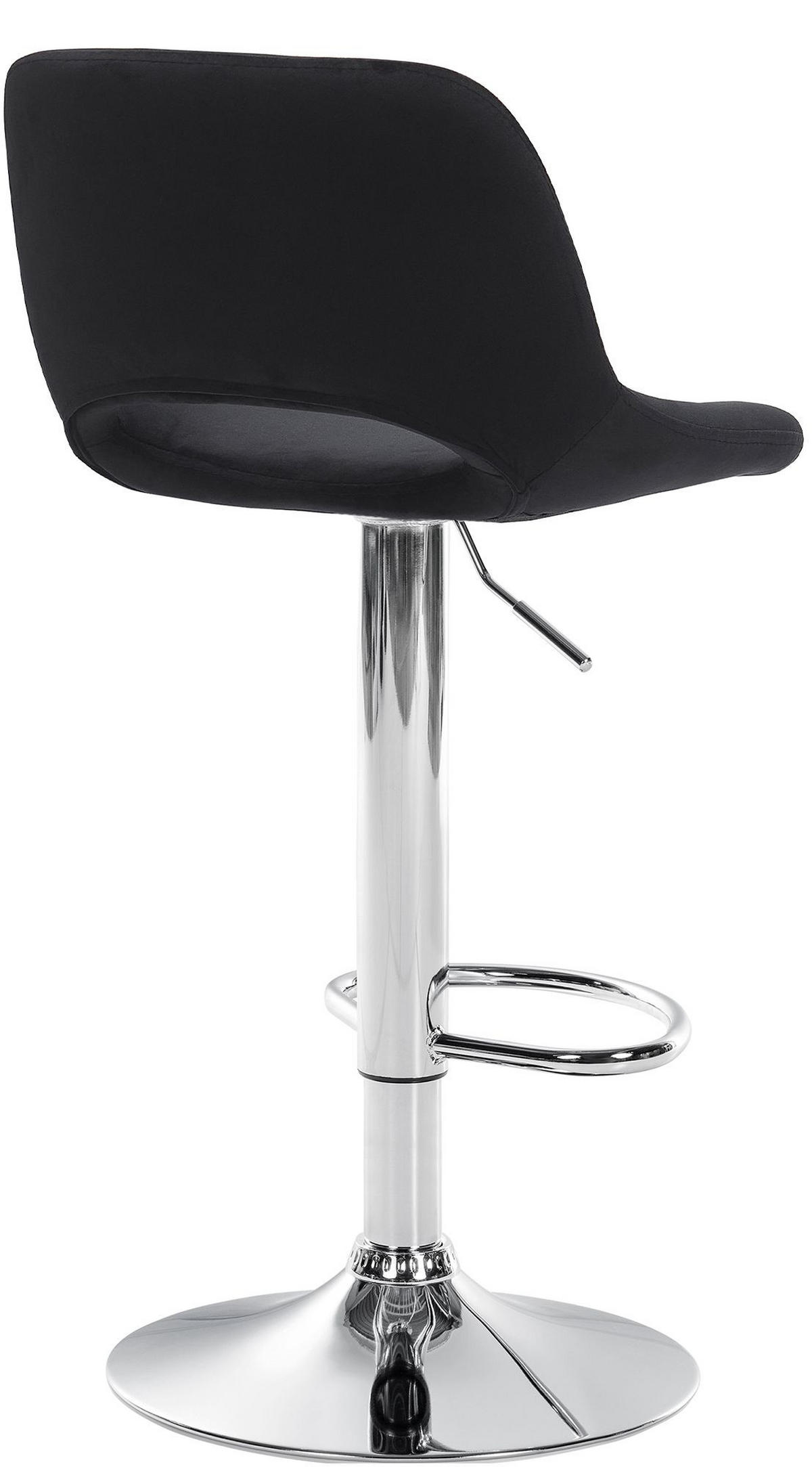 BARHOCKER 2er Set Samt schwarz - Chromfarben/Schwarz, Textil/Metall (42/86/46cm) - CLP