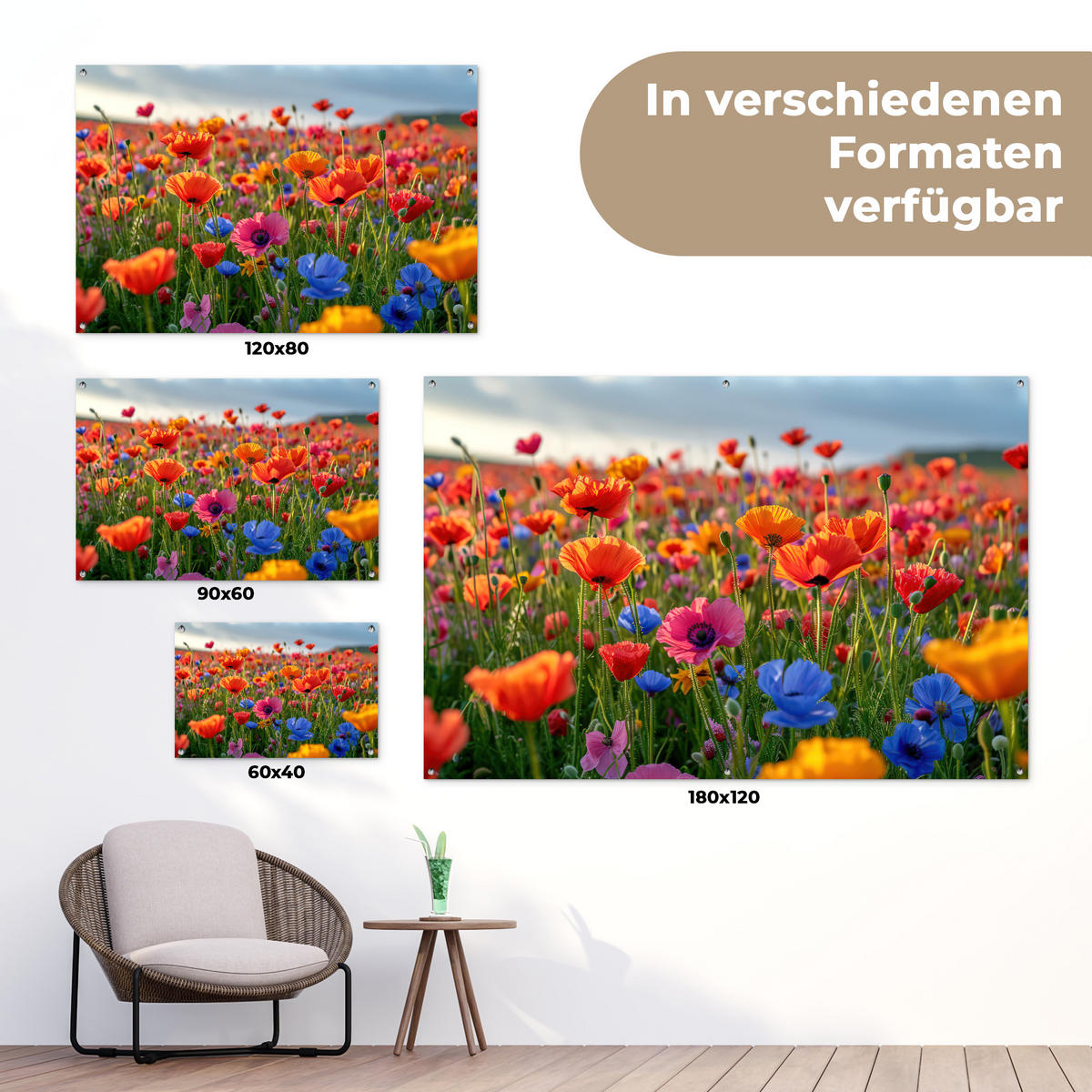 ZAHRADNÍ PLAKÁT Květiny - Mák - Barevné - Příroda 90x60 cm - tmavě oranžová, plast (90/60/0.2cm) - OnlyWow