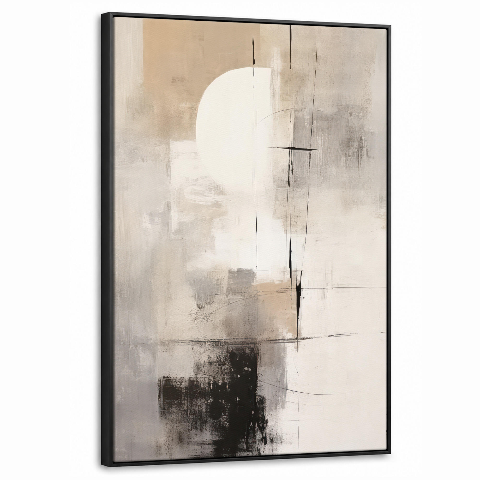 LEINWAND Bilder mit Rahmen - Abstrakt - Kunst - Grau - 60x90 - Hellgrau, Textil (60/90cm) - MuchoWow